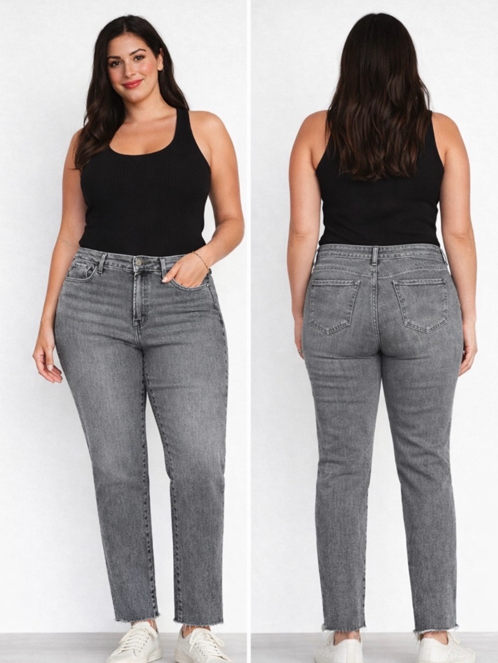 Old Navy Women's Straight Leg Jeans in Grey Wash